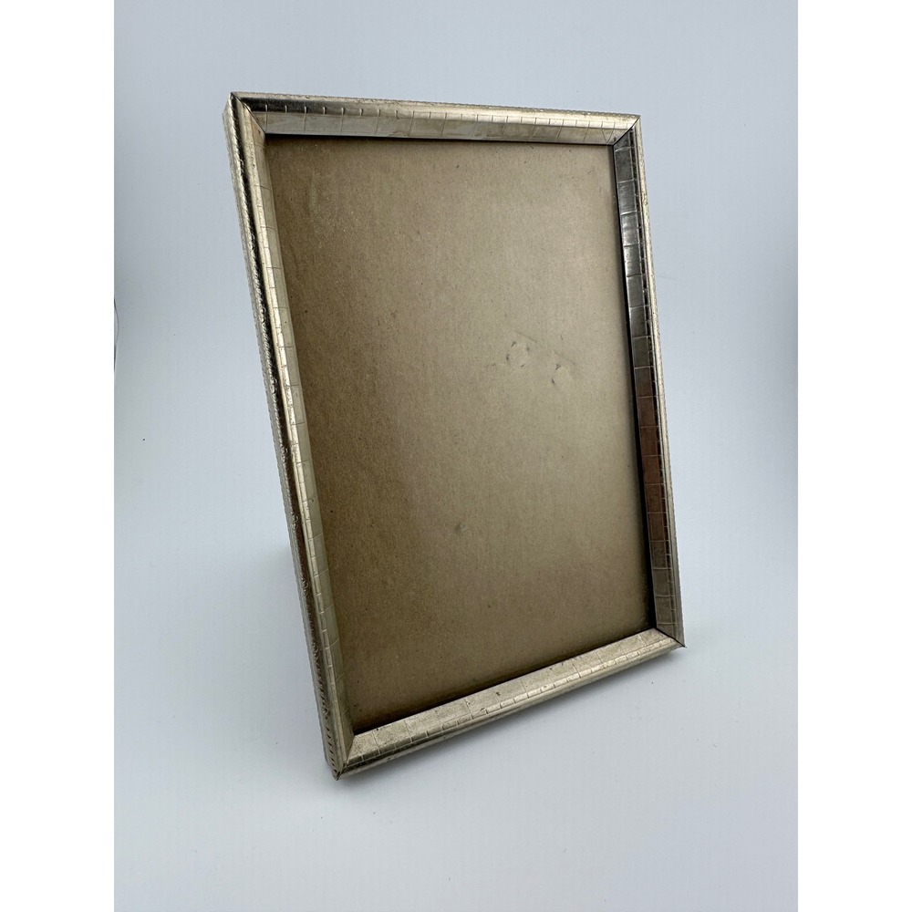 Vintage 80s Gold Metal Photo Frame Ornate Stamped Standing Picture Frame 5x7